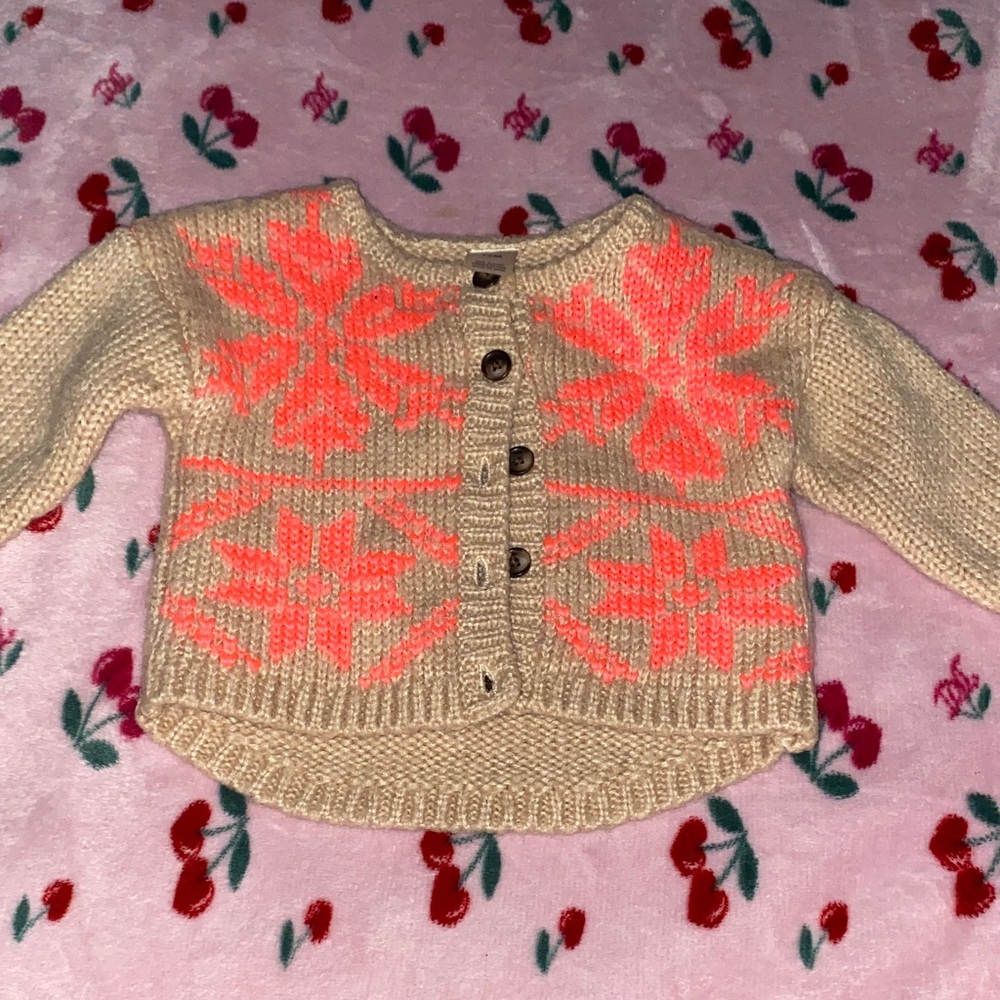 OshKosh B'gosh Beige Sweater with Pink Patterns